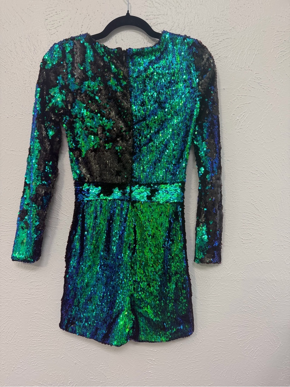 Romper HAODUOYI Women’s Size S Iridescent Sequin Long Sleeve - Picture 3 of 11